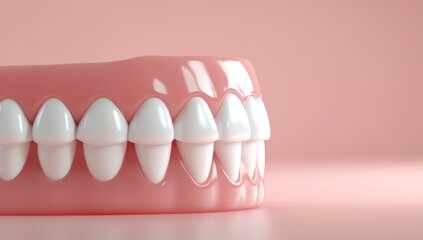 3D Render of White Teeth on Dental Model, Close-Up View with Soft Lighting