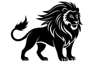 Fototapeta premium lion with mane big cat black silhouette 