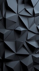 Fototapeta premium 3D low-poly background with black triangles, simple shapes, and a dark grey color