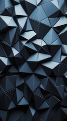 Fototapeta premium 3D low-poly background with black triangles, simple shapes, and a dark grey color