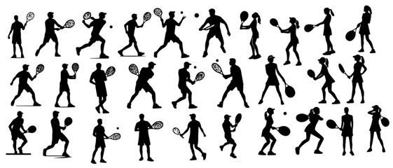 Tennis player silhouette isolated on white