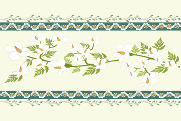 floral pattern on Brown tone, Motif ethnic  floral seamless textil,  embroidery, print striped ornament floral, pattern, design for wrapping, silk, scarf, background, textile