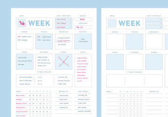 Planner For Week Organization With Minimal Design and Blue Accent