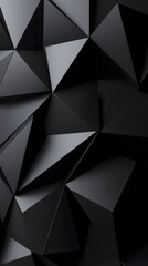 Fototapeta premium 3D low-poly background with black triangles, simple shapes, and a dark grey color