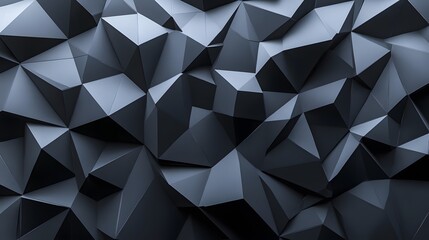 Fototapeta premium 3D low-poly background with black triangles, simple shapes, and a dark grey color
