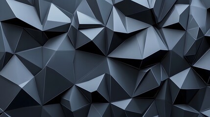 Obraz premium 3D low-poly background with black triangles, simple shapes, and a dark grey color