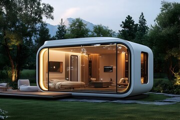 Compact Residential Wastewater Treatment Unit with Eco-Friendly Modern Design and Seamless Home Architecture