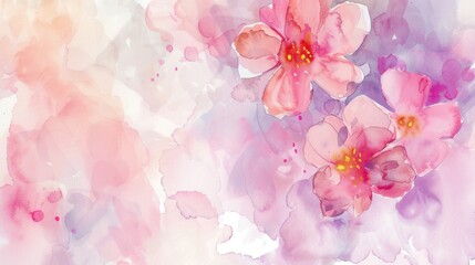 Fototapeta premium Delicate watercolor flowers blend softly in pastel shades, capturing the essence of spring and bringing a sense of calm and beauty. Generative AI