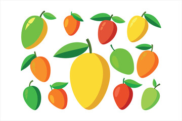 A Set of Ripe Mangoes Color Clip Art for Creative Designs