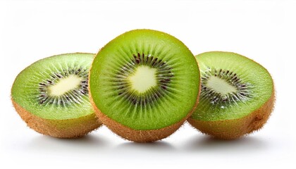 Fototapeta premium Kiwi Fruit Slices Isolated on White Background Fresh and Vibrant