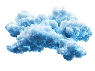 Isolated 3d render of a fluffy blue cloud on a transparent background