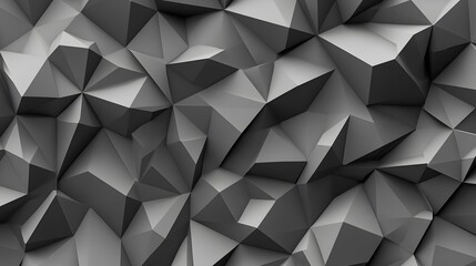 Fototapeta premium 3D low-poly background with black triangles, simple shapes, and a dark grey color