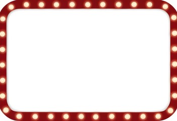 A red and white striped border with small white lights, creating a festive and theatrical frame around a blank white space