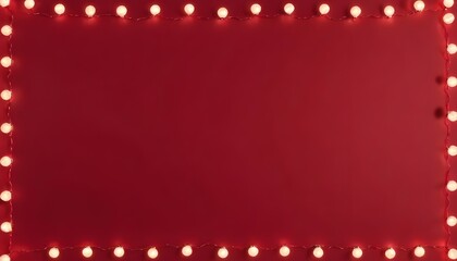 Red background with string of lights along the edges