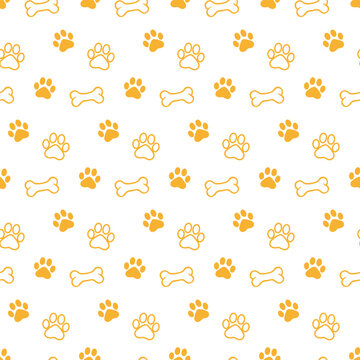dog bone paw pattern background
