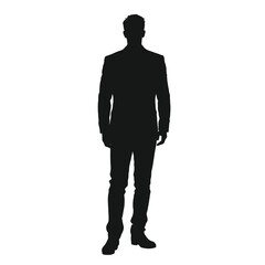 a standing people black vector silhouette, 