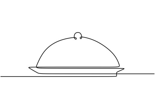 recommend clip art: Catering dish illustrated in continuous line drawing. Design for food and restaurant concepts.
