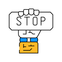 stop robot hand gesture line icon vector. stop robot hand gesture sign. isolated symbol illustration
