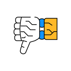 thumb down robot hand gesture line icon vector. thumb down robot hand gesture sign. isolated symbol illustration