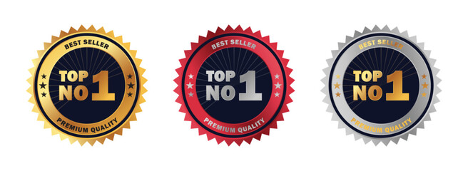 no 1 premium badge set vector design illustrator