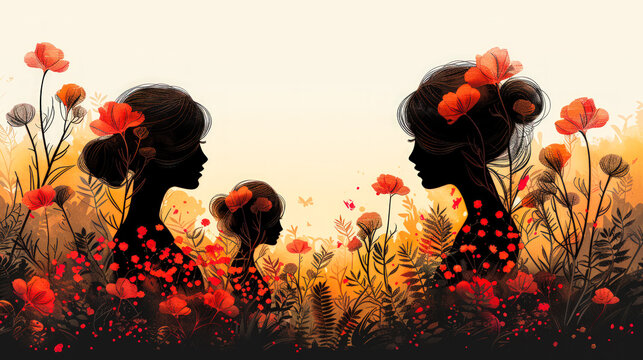 Silhouettes in Floral Art Celebrating International Mother Language Day
