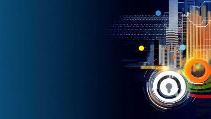 Obraz premium Dynamic Digital Illustration of Urban Landscape with City Lights and Skyscrapers Connected by Glowing Data Streams Forming Intricate Patterns