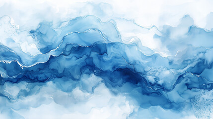 Obraz premium Abstract Fluid Ink Waves with Deep Blue Highlights Ideal for Oceanic and Artistic Designs