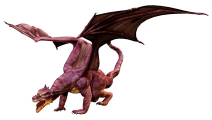 3D Rendering Fairy Tale Dragon on White