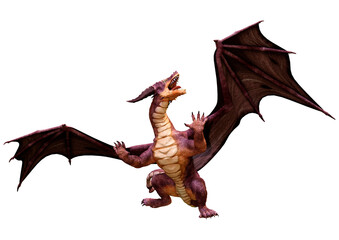 3D Rendering Fairy Tale Dragon on White