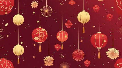 Festive New Year Pattern Featuring Colorful Decorations, Symbols of Celebration, and Joyful Elements for a Vibrant Holiday Atmosphere