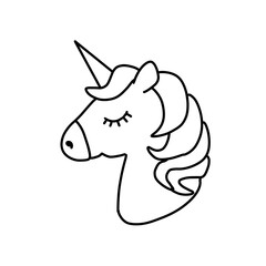 Cute cartoon unicorn vector illustration for coloring book