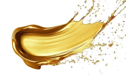 Fototapeta premium Gold paint, brush strokes isolated on a white background with a clipping path 