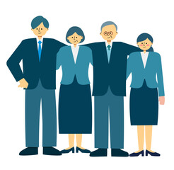 会社のチームワークを表現したイラスト
