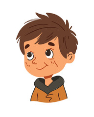  Cartoon boy with short hair and a smile