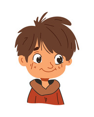 Cartoon boy with big eyes and a wide smile