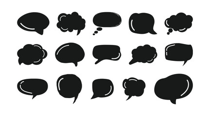 vector bubbles speech doodle set black 