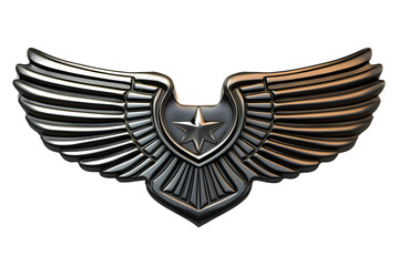 Obraz premium Silver Wings with Star Emblem Symbol of Freedom Power and Achievement