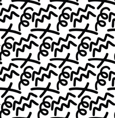doodle line swirl pattern black