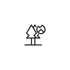 Forest fire icon. Wildfire symbol. Burning trees graphic. Forest fire in the trees. Minimalist burning tree icon.