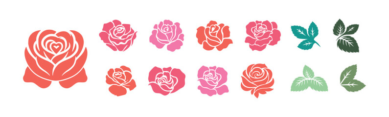 roses set vector flat design  © Amir