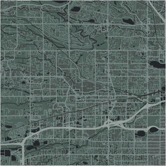 Map of Arvada in Colorado in a smooth dark style. Contains layered vector with roads water, parks, etc.