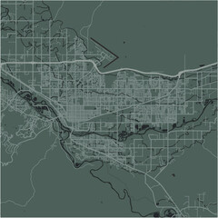 Map of Grand Junction in Colorado in a smooth dark style. Contains layered vector with roads water, parks, etc.