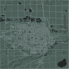 Map of Greeley in Colorado in a smooth dark style. Contains layered vector with roads water, parks, etc.