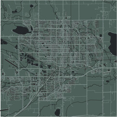 Map of Longmont in Colorado in a smooth dark style. Contains layered vector with roads water, parks, etc.