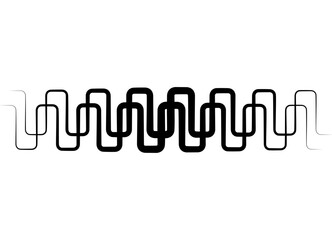Modern vector eel from a black curved line on a white background. Zigzag, serpentine, Design element. Border. Vector background. Neuro