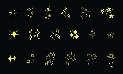 stars doodle collection black background