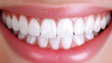 Obraz premium Close-Up of a Perfect Smile, Revealing Healthy, White Teeth and Pink Gums in Stunning Detail.