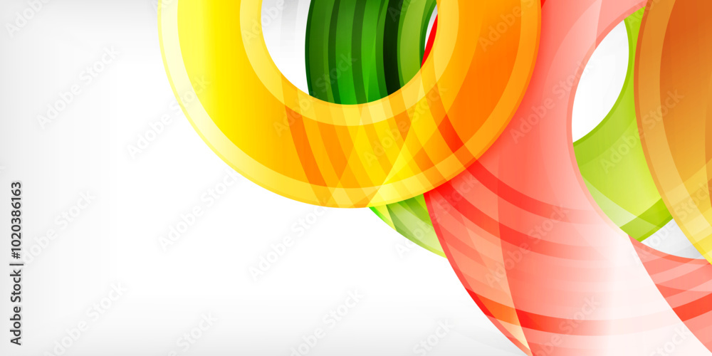 Poster bright colorful circles with light effects. abstract background
