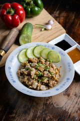 Cilok is a typical West Java Indonesia snack made from tapioca flour and has a chewy texture