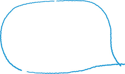 クレヨンで描いたシンプルな手描き風の水色吹き出しイラスト素材